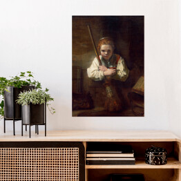 Plakat Rembrandt Dziewczyna z miotłą. Reprodukcja