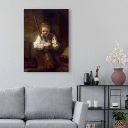 Obraz na płótnie Rembrandt Dziewczyna z miotłą. Reprodukcja