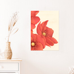 Plakat samoprzylepny Duże czerwone kwiaty 