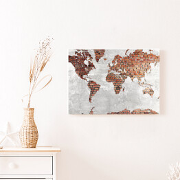 Obraz na płótnie Mapa świata z motywem cegły