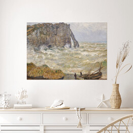 Plakat samoprzylepny Claude Monet Wzburzone morze w Etretat Reprodukcja obrazu 