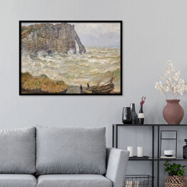 Plakat w ramie Claude Monet Wzburzone morze w Etretat Reprodukcja obrazu 