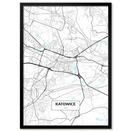 Plakat w ramie Mapa Katowic 