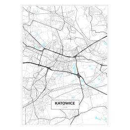 Plakat samoprzylepny Mapa Katowic 