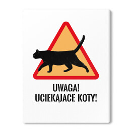 Obraz na płótnie "Uwaga! Uciekające koty!" - kocie znaki