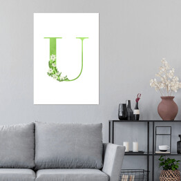 Plakat Roślinny alfabet - litera U jak ubiorek wieczniezielony
