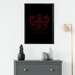 Obraz w ramie Dekoracyjny czerwony motyl na czarnym tle