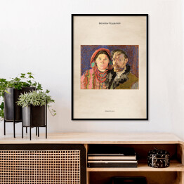 Plakat w ramie Stanisław Wyspiański "Autoportret z żoną" - reprodukcja z napisem. Plakat z passe partout