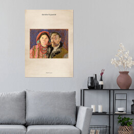 Plakat samoprzylepny Stanisław Wyspiański "Autoportret z żoną" - reprodukcja z napisem. Plakat z passe partout