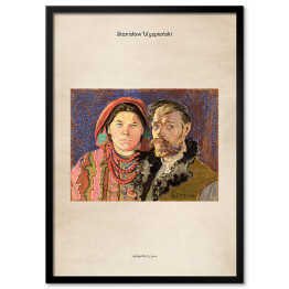 Obraz klasyczny Stanisław Wyspiański "Autoportret z żoną" - reprodukcja z napisem. Plakat z passe partout