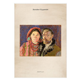 Plakat Stanisław Wyspiański "Autoportret z żoną" - reprodukcja z napisem. Plakat z passe partout