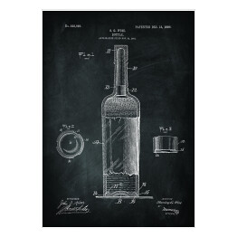 Plakat samoprzylepny Patenty. Czarno biała butelka wina 