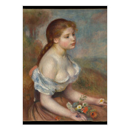 Plakat samoprzylepny Auguste Renoir Młoda dziewczyna ze stokrotkami. Reprodukcja