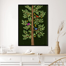 Plakat w ramie Zielone drzewo - ilustracja