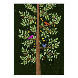 Plakat samoprzylepny Zielone drzewo - ilustracja