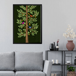 Obraz w ramie Zielone drzewo - ilustracja