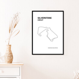 Plakat w ramie Silverstone Circuit - Tory wyścigowe Formuły 1 - białe tło