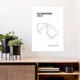 Plakat samoprzylepny Silverstone Circuit - Tory wyścigowe Formuły 1 - białe tło