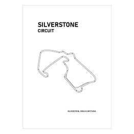 Plakat samoprzylepny Silverstone Circuit - Tory wyścigowe Formuły 1 - białe tło