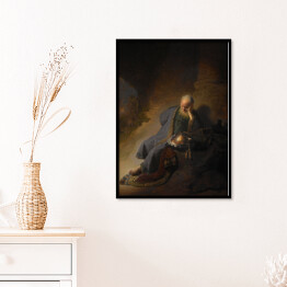 Plakat w ramie Rembrandt Jeremiasz opłakujący zburzenie Jerozolimy. Reprodukcja
