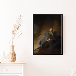Obraz w ramie Rembrandt Jeremiasz opłakujący zburzenie Jerozolimy. Reprodukcja