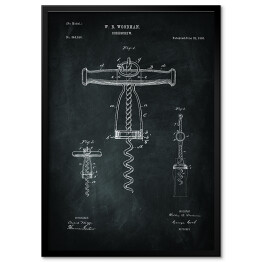 Obraz klasyczny Plakat patentowy czarno biały korkociąg