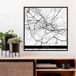 Plakat w ramie Mapy miast świata - Florencja - biała