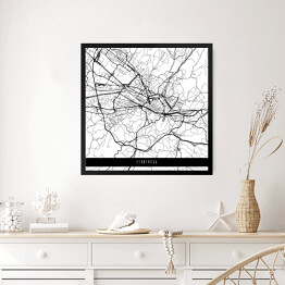 Obraz w ramie Mapy miast świata - Florencja - biała