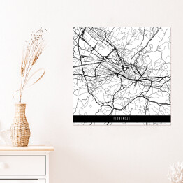 Plakat samoprzylepny Mapy miast świata - Florencja - biała