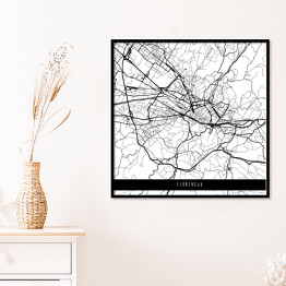 Plakat w ramie Mapy miast świata - Florencja - biała
