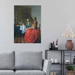 Plakat samoprzylepny Jan Vermeer "Dziewczyna z kieliszkiem wina" - reprodukcja