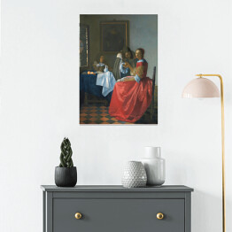 Plakat samoprzylepny Jan Vermeer "Dziewczyna z kieliszkiem wina" - reprodukcja