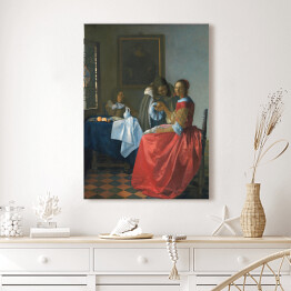 Obraz na płótnie Jan Vermeer "Dziewczyna z kieliszkiem wina" - reprodukcja