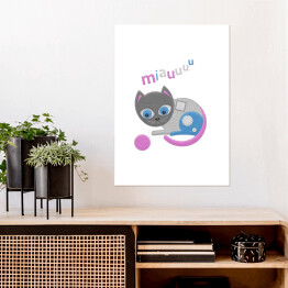 Plakat samoprzylepny Filcowe zwierzątka - kotek