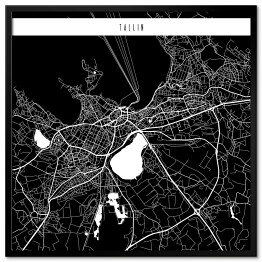 Plakat w ramie Mapa miast świata - Tallin - czarna