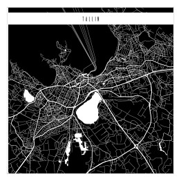 Plakat samoprzylepny Mapa miast świata - Tallin - czarna
