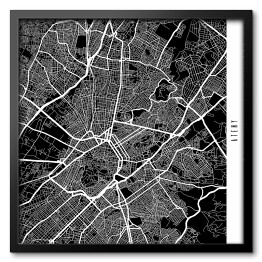 Obraz w ramie Mapy miast świata - Ateny - czarna