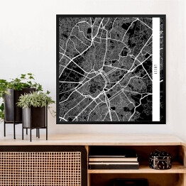 Obraz w ramie Mapy miast świata - Ateny - czarna
