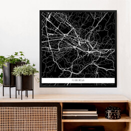 Obraz w ramie Mapy miast świata - Florencja - czarna