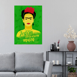 Plakat samoprzylepny Ilustracja z cytatem - Frida Kahlo "Jestem swoją własną muzą"