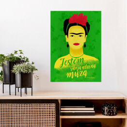 Plakat samoprzylepny Ilustracja z cytatem - Frida Kahlo "Jestem swoją własną muzą"