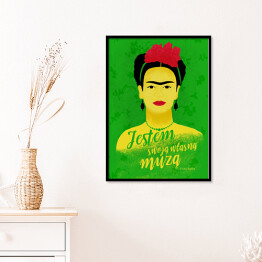 Plakat w ramie Ilustracja z cytatem - Frida Kahlo "Jestem swoją własną muzą"