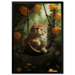 Plakat w ramie Portret kota inspirowany sztuką - Jean - Honore Fragonard