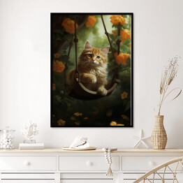 Plakat w ramie Portret kota inspirowany sztuką - Jean - Honore Fragonard