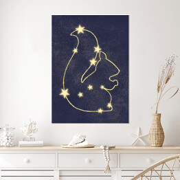 Plakat Grafika z wiewiórką, gwiazdy