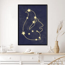Plakat w ramie Grafika z wiewiórką, gwiazdy