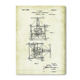 Obraz na płótnie N. Tesla - patenty na rycinach vintage - 6