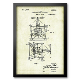 Obraz w ramie N. Tesla - patenty na rycinach vintage - 6