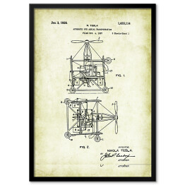 Plakat w ramie N. Tesla - patenty na rycinach vintage - 6