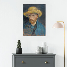 Plakat Vincent van Gogh Autoportret Vincenta van Gogha ze słomkowym kapeluszem i fajką. Reprodukcja